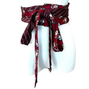Christmas Obi Belt Wide One Size Wrap Red Unique Upcycled Santa Claus Holiday